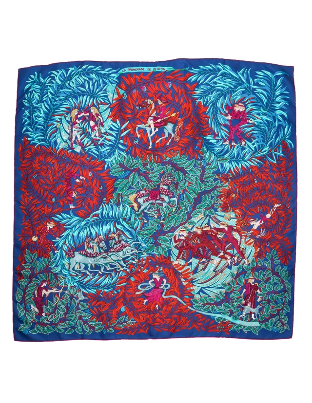 Hermès Vintage La Promenade De Platon by Annie Faivre Greek Garden Silk Scarf in Silk from Amarcord Vintage Fashion