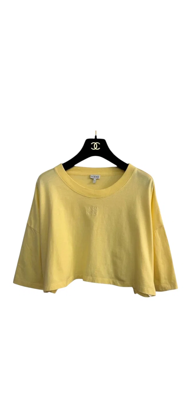 Loewe Anagram Cropped Tee Yellow Sz S in Yellow from Luxury Promise