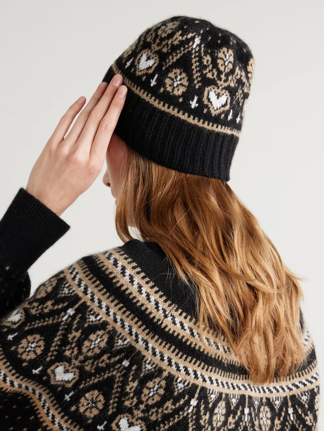 KHAITE Avers Fair Isle cashmere beanie in Black, photo 2 of 2 from NET-A-PORTER (Canada)