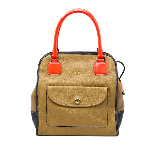 Brown LOEWE Tricolor Leather Anagram Oro Handbag in Brown Leather from Designer Revival