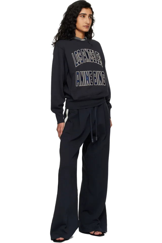 ANINE BING Navy Harry Shrunken Sweatshirt, photo 4 of 4 from SSENSE