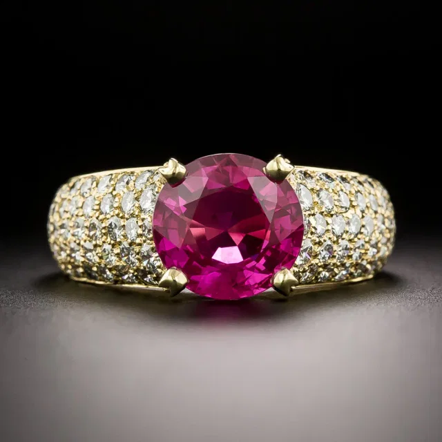 French Cartier 3.31 Carat Pink Burmese Sapphire and Diamond Ring - GIA in Pink from Lang Antiques