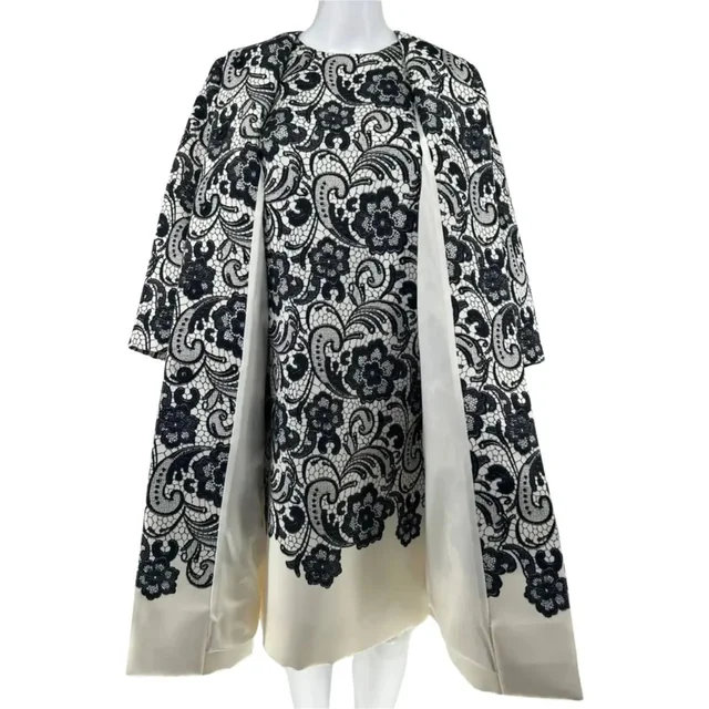 Dolce & Gabbana And White Lace Print Evening Topper in black Satin from Grailed