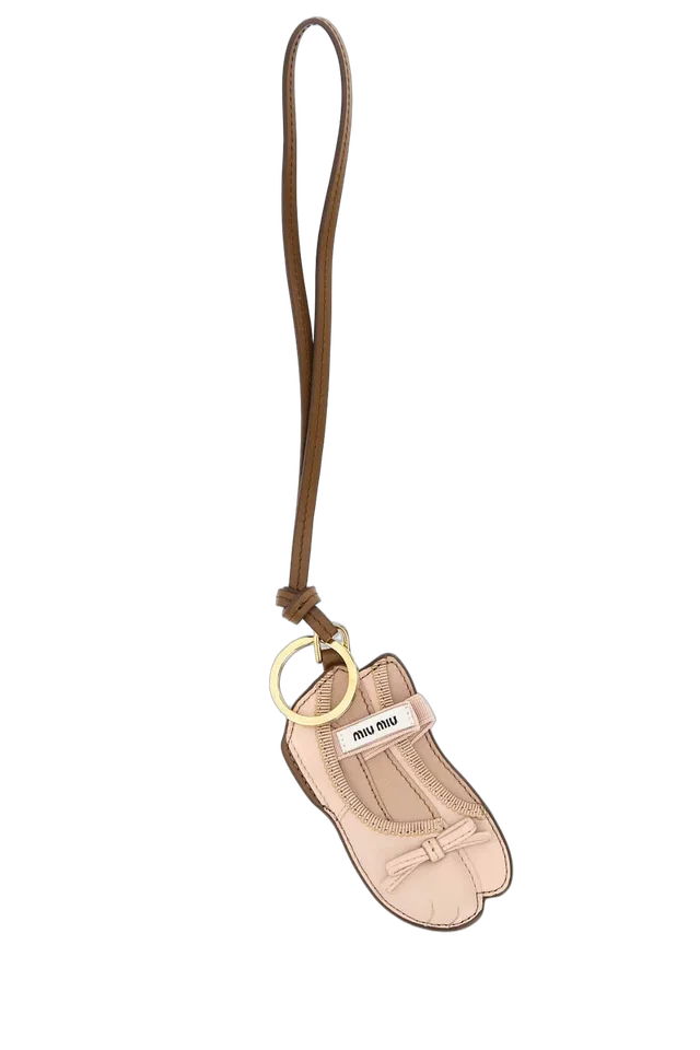 Miu Miu Leather Ballet Slipper-Shaped Key Case — Pink Keychains in Pink Leather from HEWI