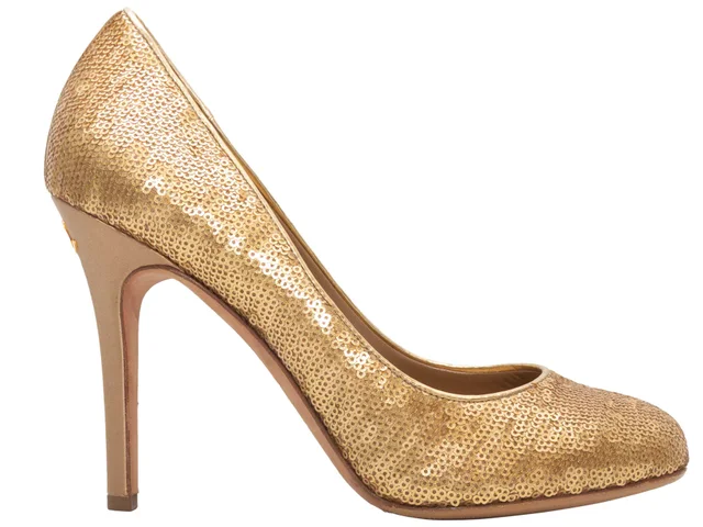 Gold Chanel Sequined Pumps Size 40 in Gold Leather from Designer Revival, photo 1 of 1