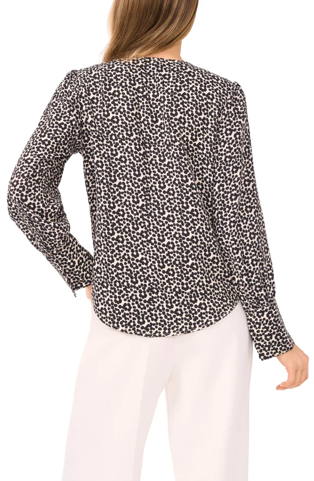 Halogen® Dot Flower Print Long Sleeve Wrap Top, photo 2 of 5 from Nordstrom Rack