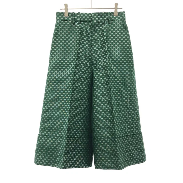 Gucci GG Lame Cropped Trousers Pants Zaglx Green 38 in Green Silk from The Reluxe