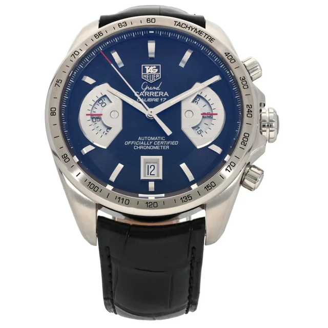 TAG Heuer Grand Carrera CAV511A 43mm Stainless Steel Watch in Leather from H&T