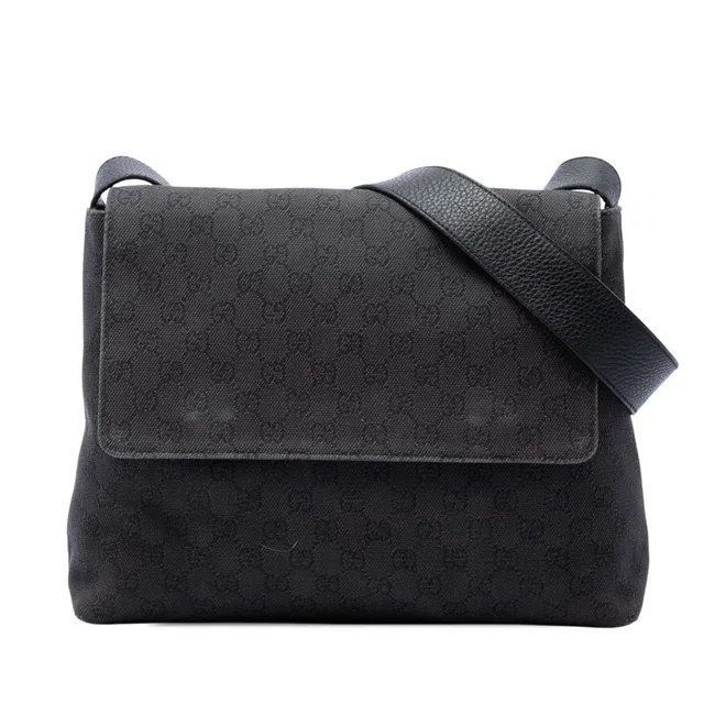 Black Gucci GG Denim Messenger Bag in Black Denim from Designer Revival