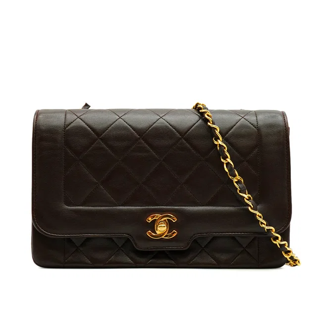 Vintege Chanel Matelasse Chain Shoulder Bag Brown Lamb Skin Gold Hardware in Brown Leather from Luxury Promise