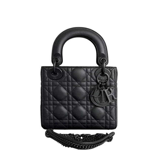 Dior Lady Mini - Cannage Calfskin So Black Hardware Chain Strap in Black Calfskin from Luxury Promise