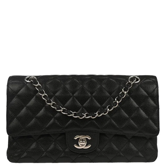 Chanel 2017-2018 Black Caviar Skin Medium Classic Double Flap Shoulder Bag in Black Caviar leather from AMORE Vintage Tokyo