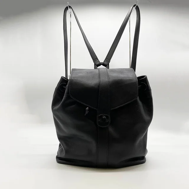 Chanel CC Logo Turnlock Backpack Leather Black Vintage in Black Leather from The Reluxe