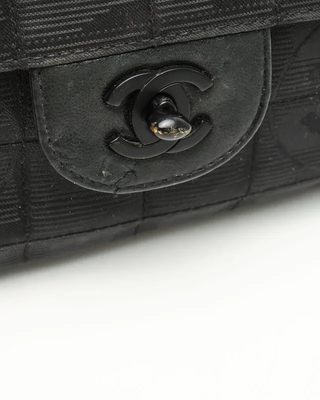 Chanel East West Chocolate Bar Bag in Brown Nylon from A Retro Tale, photo 6 of 15