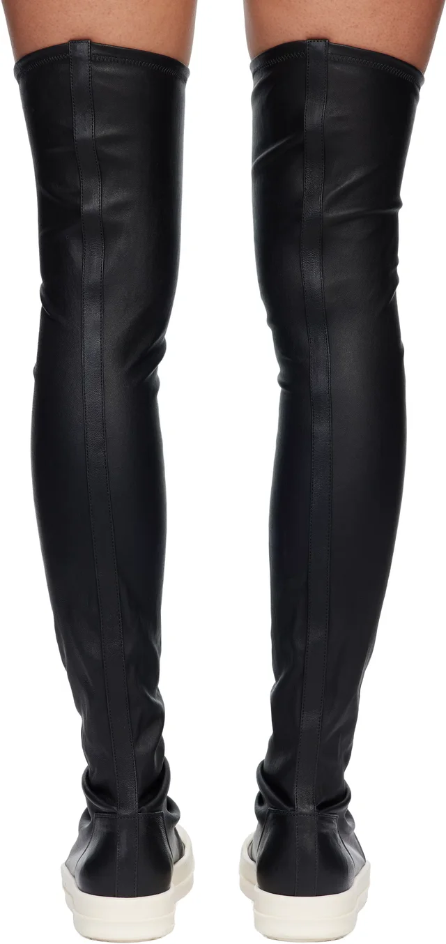 Rick Owens Black Temple High Stocking Sneaks Sneakers, photo 2 of 10 from SSENSE