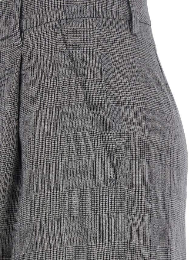 Golden goose Grey Wide Leg Trousers with All-Over Prince of Wales Print in Wool for Women in Grey 100% Virgin Wool, photo 5 of 6 from Gaudenzi Boutique