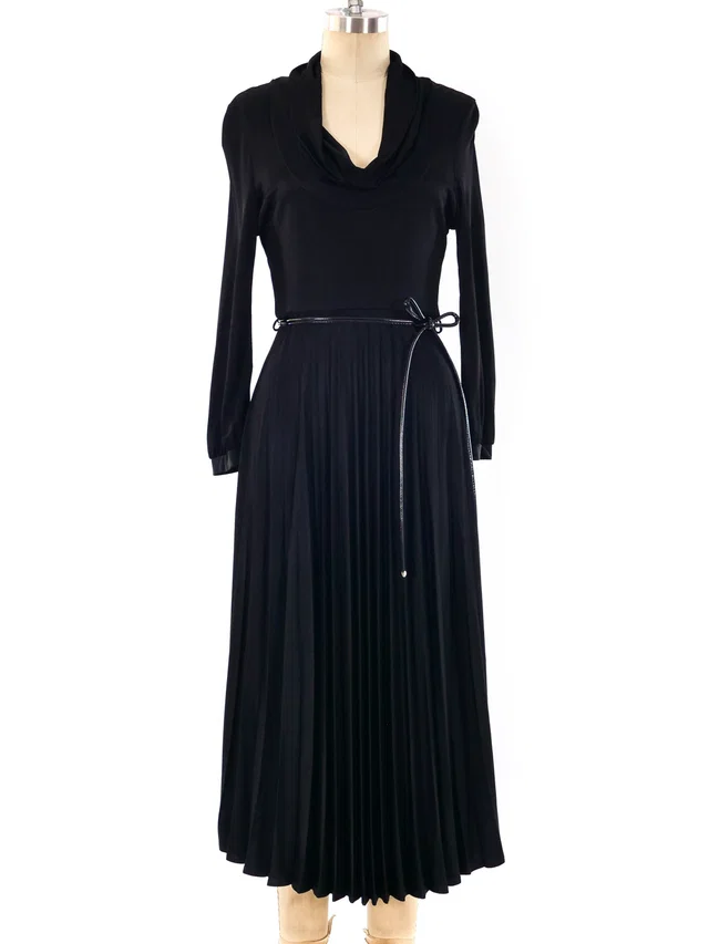 Alexander McQueen Pleated Jersey Dress in Patent leather from Arcade Vintage