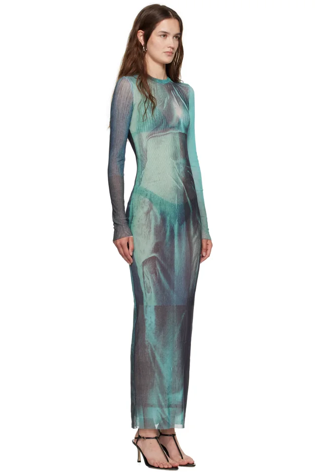 Jean Paul Gaultier Blue 'The Long Water' Maxi Dress, photo 2 of 4 from SSENSE