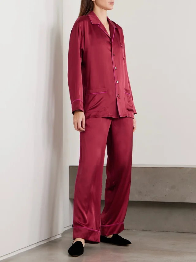 OLIVIA VON HALLE Yves silk-satin pajama set in Red, photo 2 of 2 from NET-A-PORTER (Canada)