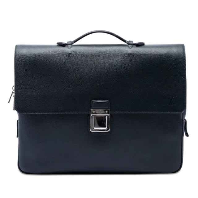 Blue Louis Vuitton Taiga Vassili PM Business Bag in Blue Leather from Designer Revival