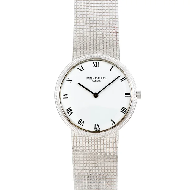 Patek Philippe jewelry in silver|gray Woven leather from WatchesOfSwitzerland