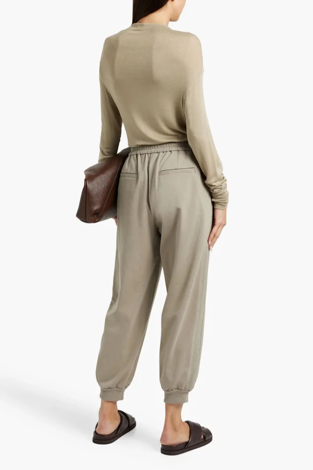 Brunello Cucinelli Embellished Cotton-Blend Terry Track Pants, photo 3 of 4 from THE OUTNET