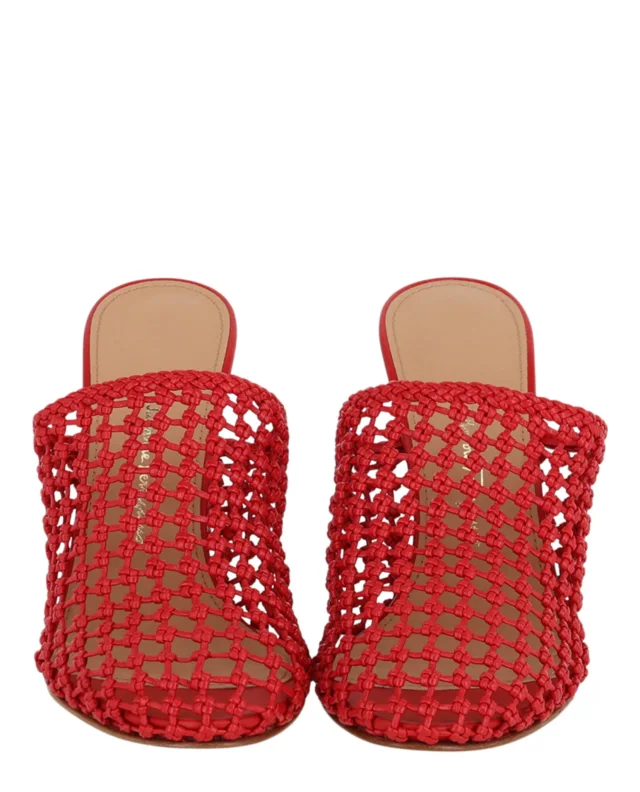 Salvatore Ferragamo Ellas X5 Caged Mules in red, photo 5 of 6 from ShopSimon