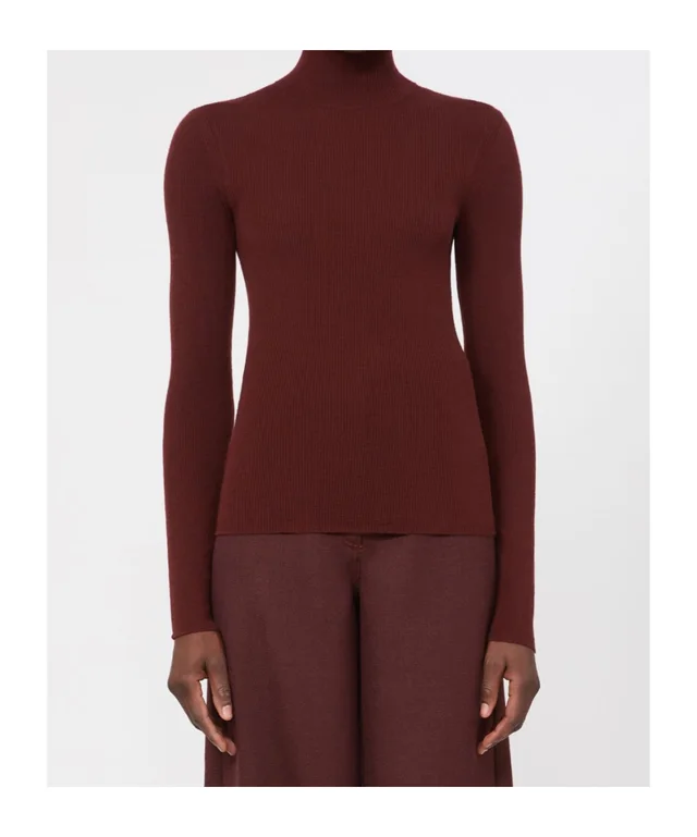 Max Mara Wool yarn polo-neck sweater - Brown bordeaux, photo 2 of 3 from SENSER