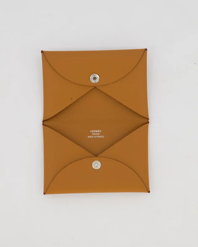 Hermès Calvi Verso Card Holder in Gold Epsom leather from Sellier, photo 8 of 9