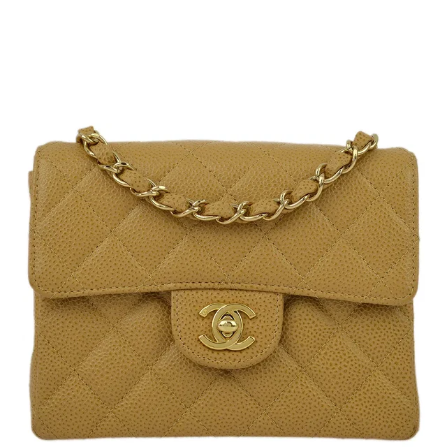 Chanel 2003-2004 Caviar Mini Classic Square Flap Bag 17 in Caviar leather from AMORE Vintage Tokyo