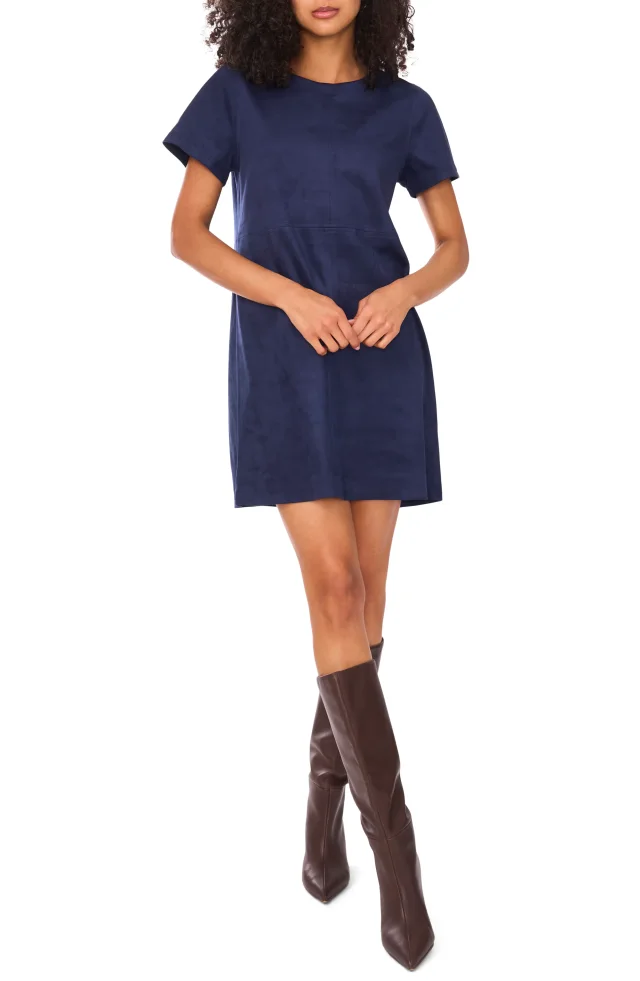 Vince Camuto Faux Suede Paneled Shift Dress in Blue from Nordstrom Rack, photo 1 of 1