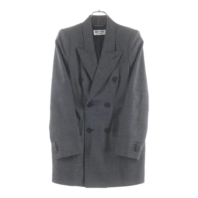 Balenciaga Glen Check Double Jacket Gray in Grey from The Reluxe