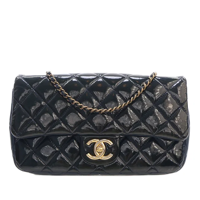 Blue Chanel Paris Salzburg Medium Patent and Goatskin CC Eyelet Flap Crossbody Bag in Blue Goatskin from Designer Revival