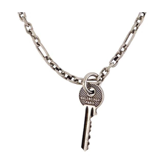 Balenciaga Metal Chain Key Pendant Necklace — Silver Necklaces in Silver from HEWI