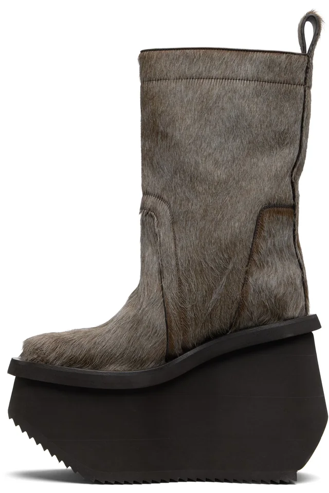 Rick Owens Brown Concordians Factory Boots, photo 3 of 5 from SSENSE