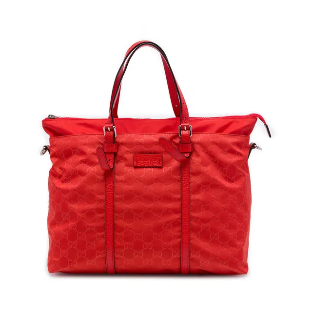 Red Gucci GG Nylon Satchel in Red Nylon from Designer Revival