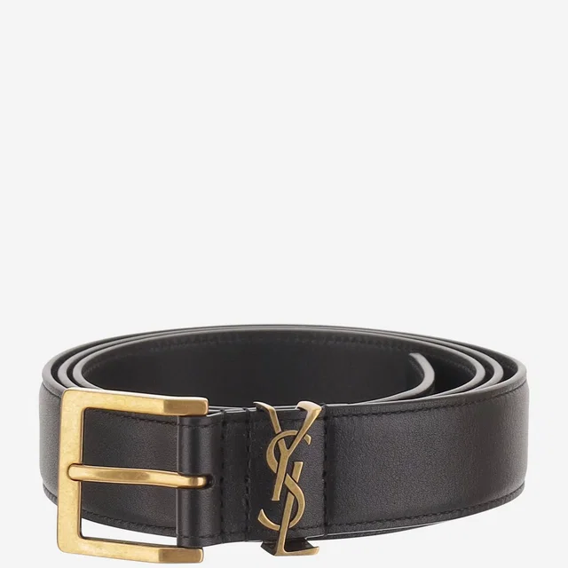 Saint Laurent Cassandre Vadim Belt — Black Leather in Black Leather from HEWI