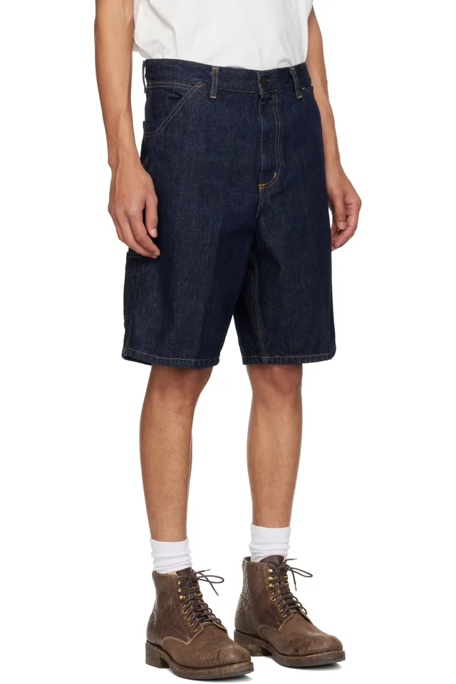 Carhartt Work In Progress Blue Single Knee Denim Shorts, photo 2 of 4 from SSENSE