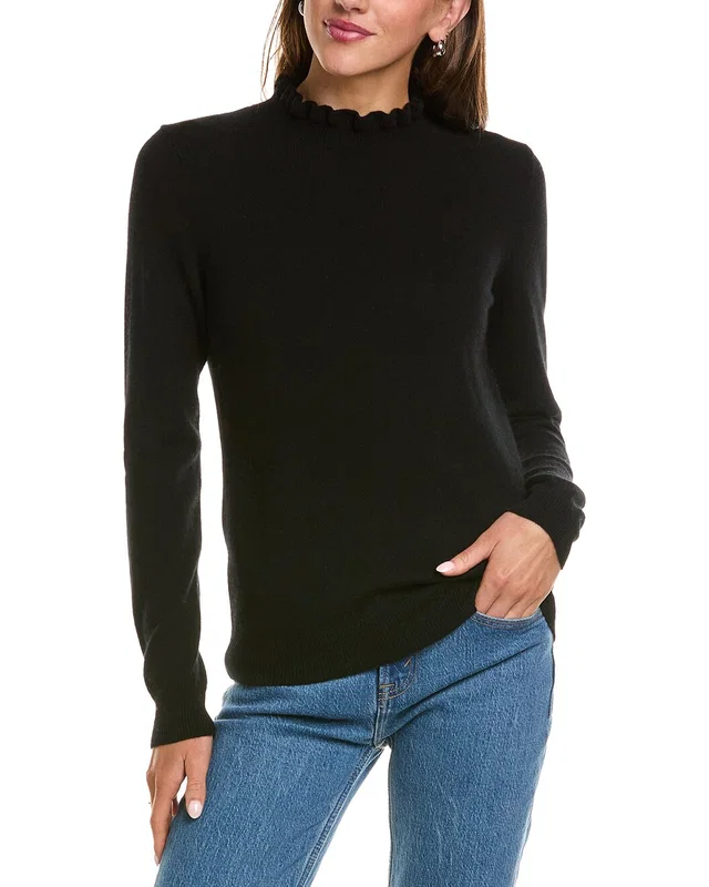 sofiacashmere Ruffle Mock Neck 100% Cashmere Sweater, image 1 of 1 from Rue La La