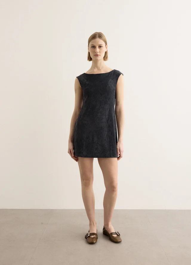 Low Classic Velvet Tunic Mini Dress in Grey from Incu, photo 1 of 1