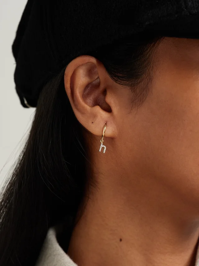 STONE AND STRAND Initial gold diamond single earring in Metallic, photo 2 of 2 from NET-A-PORTER (Canada)