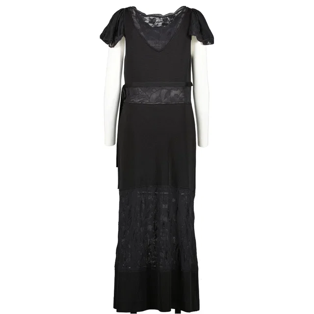 Chanel 11S Black Knit Maxi Dress in Black Nylon from Labellov