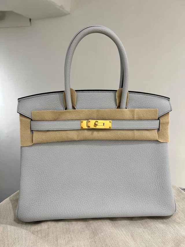 Hermès Birkin Blue Pale Clemence Bag #U in Blue Clemence leather from Luxury Promise