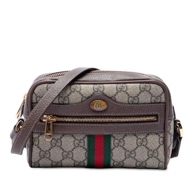 Beige Gucci Mini GG Supreme Web Ophidia Crossbody in Beige Coated canvas from Designer Revival