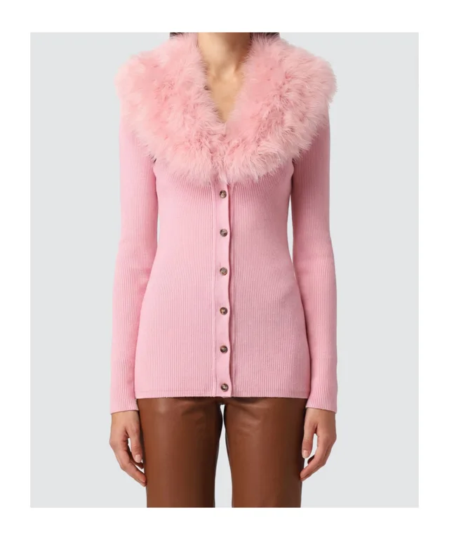 Blumarine Faux Fur Trim Longline Cardigan, photo 4 of 4 from SENSER