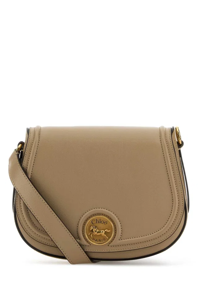 Chloé Horse Medal Crossbody Bag — Beige in Beige Leather from HEWI
