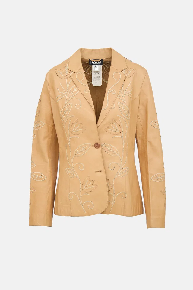 Dolce & Gabbana Vintage Leather Floral Blazer in Leather from VSP Consignment