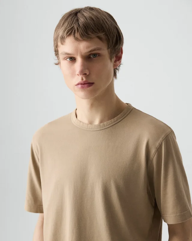 Theory Crewneck Tee in Tinted Tee in TINTED BROWN 100% Cotton, photo 9 of 10 from Theory