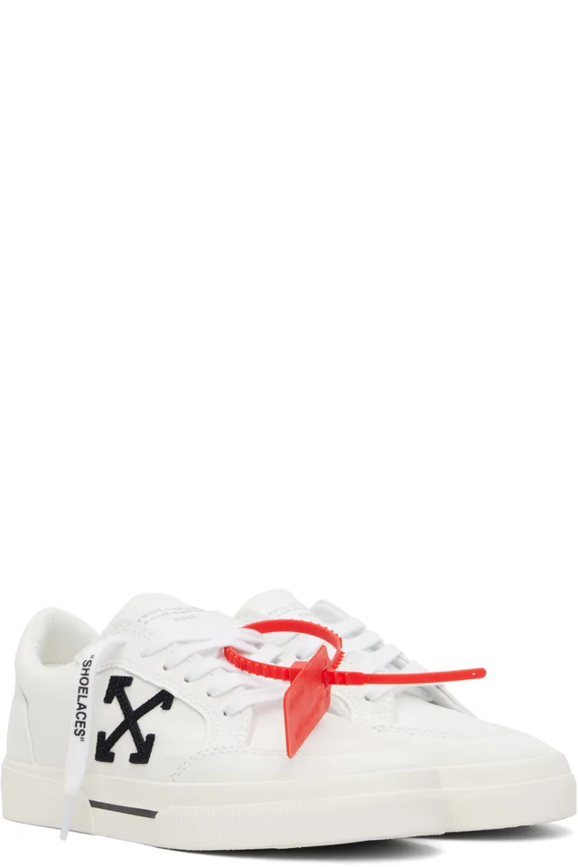 Off-White White Vulcanized Low Canvas Sneakers, photo 4 of 4 from SSENSE