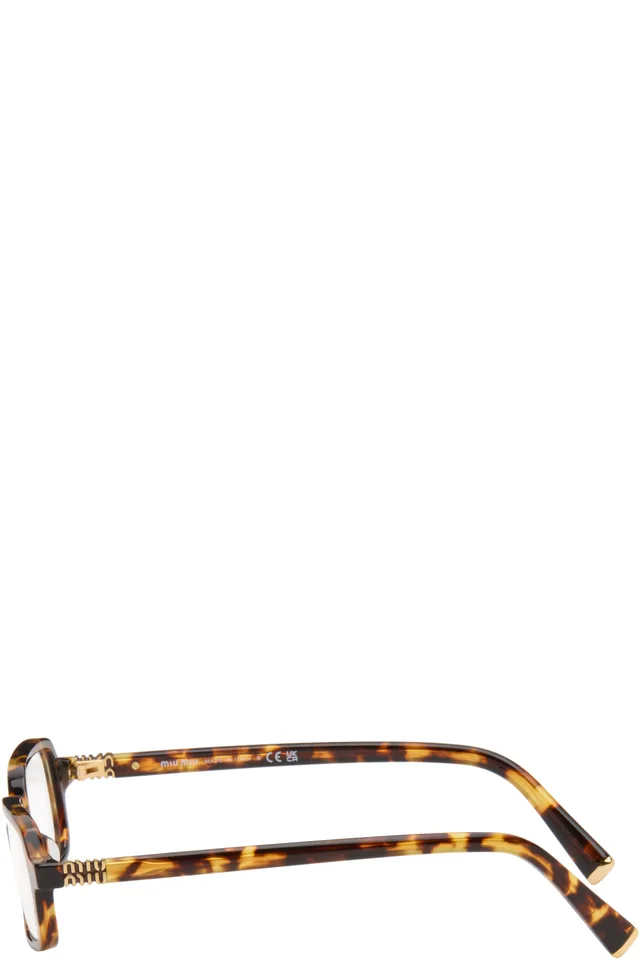 Miu Miu Eyewear Brown Rectangle Glasses, photo 3 of 4 from SSENSE
